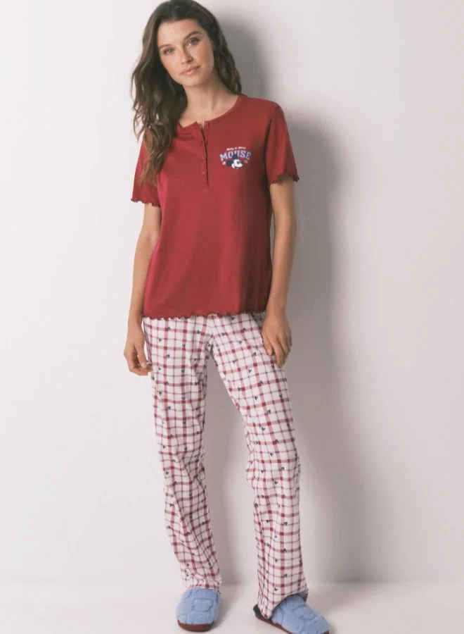 women'secret Red Mickey Cotton Short Pyjamas