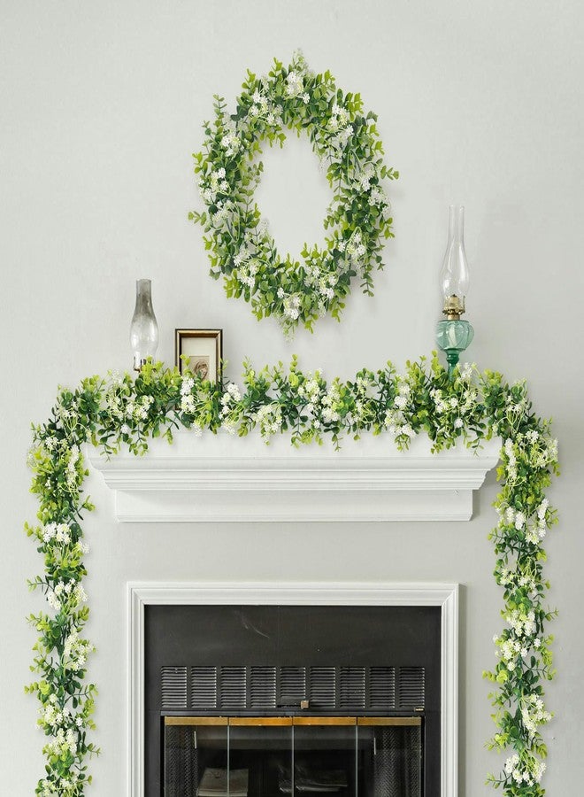 HIAGROW 6FT Eucalyptus Garland with Flowers, 6 Pack Artificial Greenery Garland Hanging Faux Eucalyptus Garland Suitable for Table Wedding Backdrop Arch Wall Party UV Protected Indoor Outdoor Decor - Image 3
