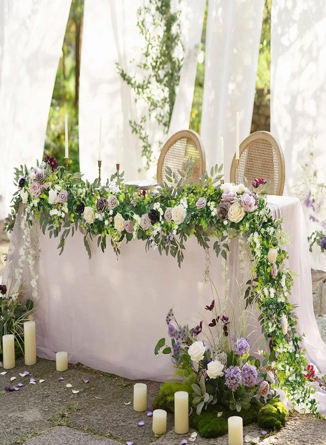 HIAGROW 6FT Eucalyptus Garland with Flowers, 6 Pack Artificial Greenery Garland Hanging Faux Eucalyptus Garland Suitable for Table Wedding Backdrop Arch Wall Party UV Protected Indoor Outdoor Decor - Image 2