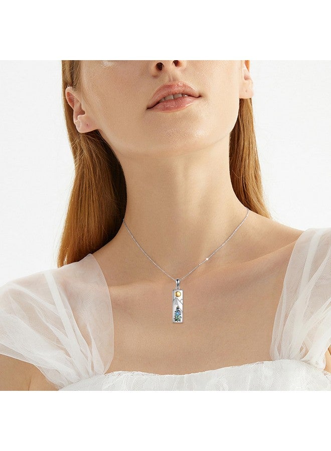 YFN Mountain Necklace For Women Sterling Silver Nature Necklace Jewelry Gift For Skiers, Hikers, Campers, Climbers And Nature Lovers (Silver-Mountain Nature Necklace) - Image 2
