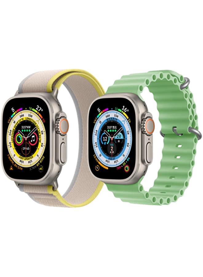 IAF Silicone Ocean Band, Mint Green, Nylon G-Hook Loop Buckle Band, Orange and Trail Loop Strap Blue/Gray for Apple Watch Ultra 8 49mm -Set of 3