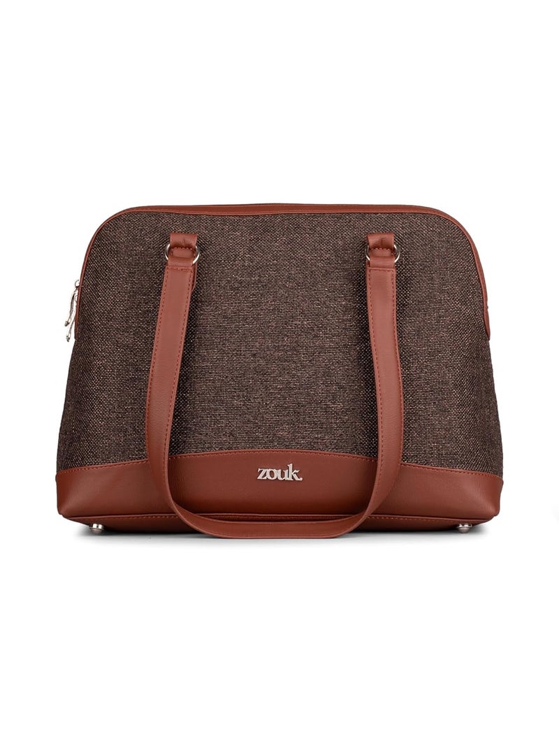 ZOUK Carry All Work Bag | Jute | Vegan Leather Handcrafted Women's Shoulder Bag with Double Handles - Image 1