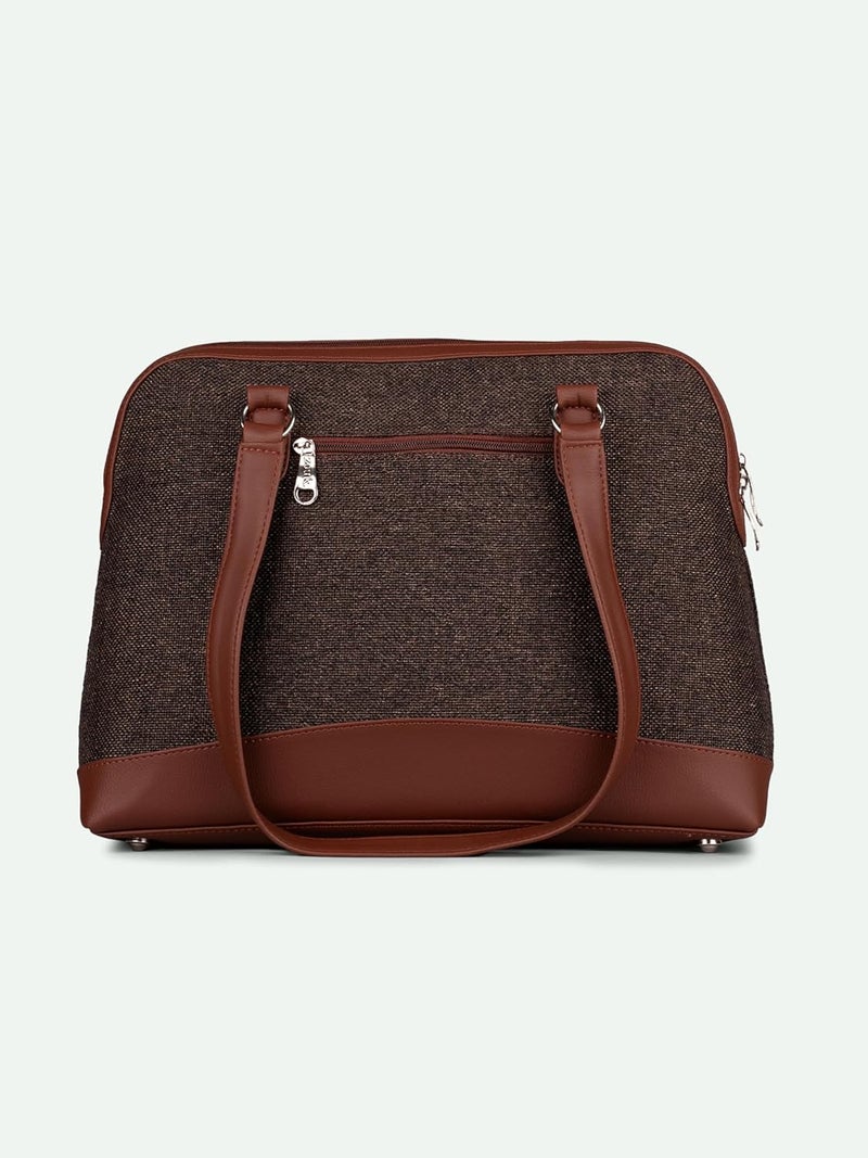 ZOUK Carry All Work Bag | Jute | Vegan Leather Handcrafted Women's Shoulder Bag with Double Handles - Image 5