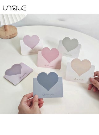 30 Pcs Foldable Love Heart Greeting Cards, Color Romantic Heart Blank Cards Note Card, Wedding Card Flower for all kinds of Greeting Card (6 colors) - view 4