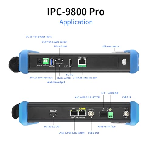 Rsrteng جهاز اختبار كاميرات المراقبة Rsrteng، 8K 32MP 4K 12MP جهاز اختبار كاميرات IP مع POE++ بحد أقصى 90W، جهاز اختبار كاميرات CVBS بشاشة لمس IPS 7 بوصات أدوات الشبكة تدعم واجهة SFP 1CH جهاز اختبار IPC IPC-9800Pro - Image 2