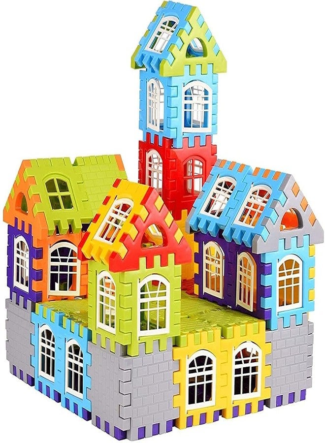 plutofit Home House Building Blocks with Attractive Windows and Smooth Rounded Edges, Building Blocks Toys and Games 96Pcs. - Image 1