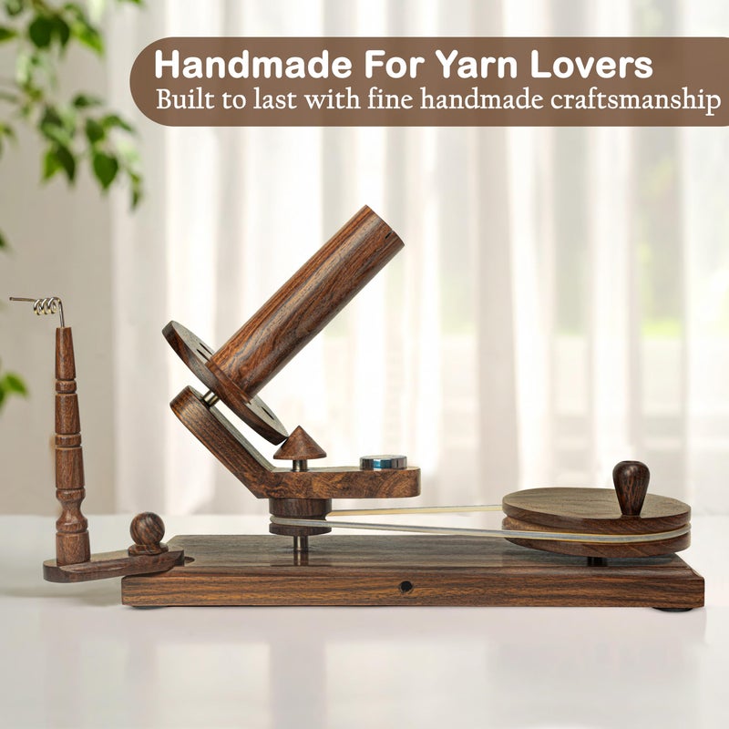 OZYRA Wooden Yarn Cake Winder - Elegant Handmade Yarn Winder for Crocheting, Yarn Winder Large Capacity, Yarn Spinner for Crocheting (R-Combo-2) - Image 4