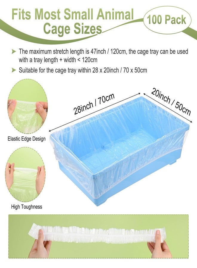 M METERXITY 100-Pack Disposable Cage Liner 28" x 20", Small Animal Clear Plastic Rabbit Bird Cage Liner Bag, Toilet Tray Replacement Universal Film ForParrot/Guinea Pig/Hamster Litter Box - Image 3