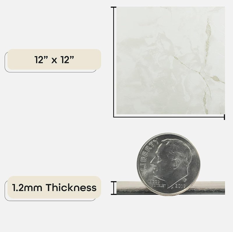Achim Home Furnishings FTVMA40220 Nexus 12-Inch Vinyl Tile, Marble Classic White with Grey Veins, 20 Count (Pack of 1), White/Grey Vein Marble - Image 3