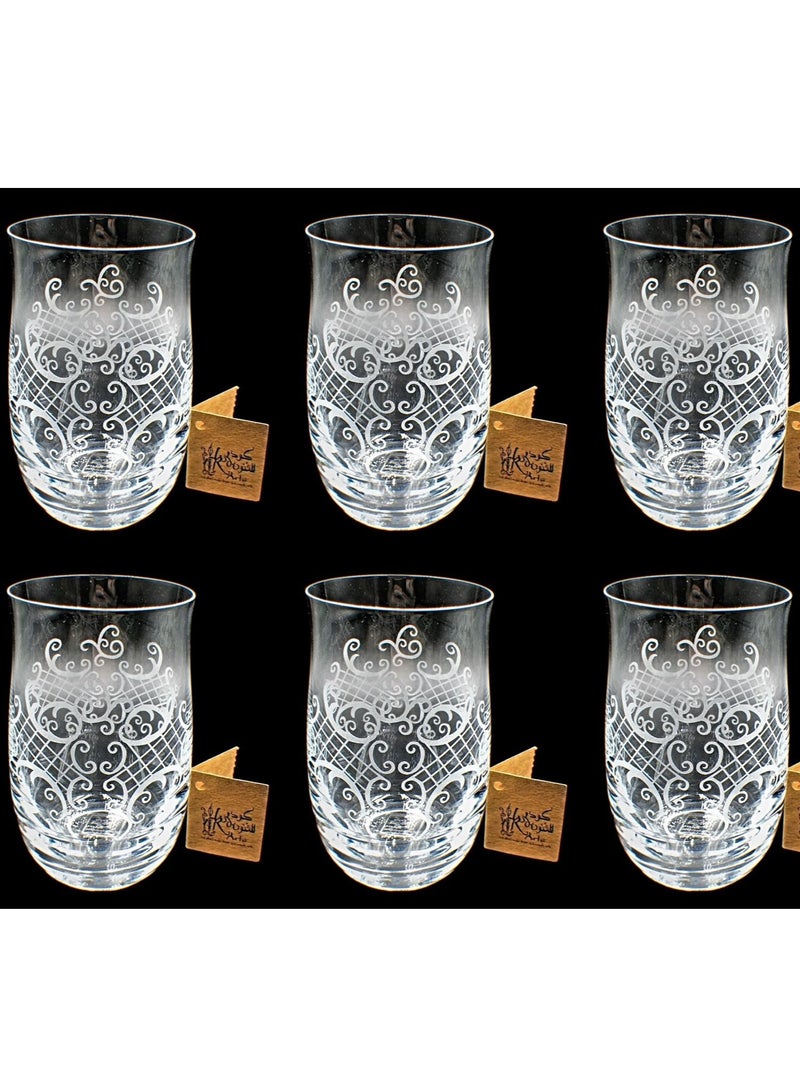 كودو آرتس أكواب زجاج للماء او العصائر مزخرفة 6 قطع - Image 1