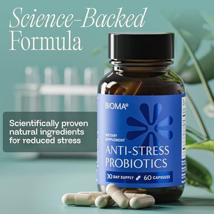 BIOMA Anti-Stress Probiotics – 3-in-1 Gut-Brain Axis Support for Stress Relief & Mood – Prebiotics, Postbiotics & Clinically Studied Strains – Vagus Nerve, Serotonin & Digestive Support – 60 Capsules - Image 5