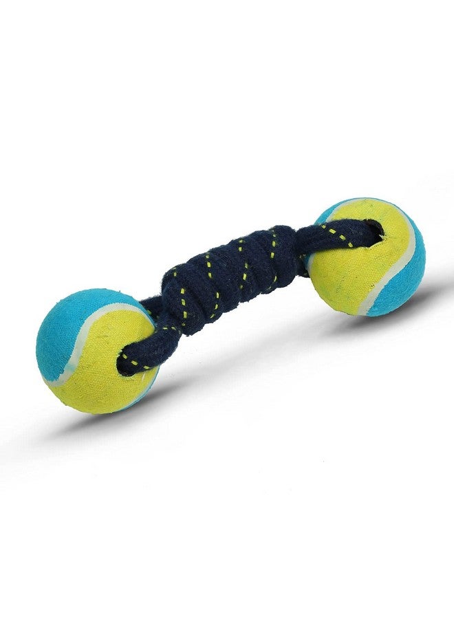 مجموعة ألعاب تنظيف أسنان الحيوانات الأليفة المتينة والمضغ والعض للكلاب الصغيرة إلى المتوسطة الحجم - 100% قطن طبيعي وآمن (قد يختلف اللون) (حبل مكون من عقدتين + حبل تنس) - Image 5