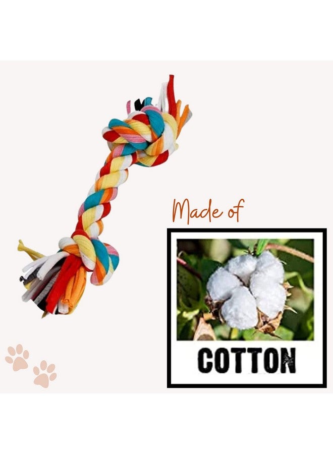 مجموعة ألعاب تنظيف أسنان الحيوانات الأليفة المتينة والمضغ والعض للكلاب الصغيرة إلى المتوسطة الحجم - 100% قطن طبيعي وآمن (قد يختلف اللون) (حبل مكون من عقدتين + حبل تنس) - Image 4