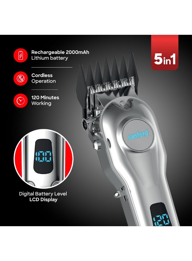Sanford Rechargeable Hair Clipper, Full Metal Body, High-Precision Stainless Steel Blades, 2000mAh Lithium Battery, 120 Mins Working - Image 3