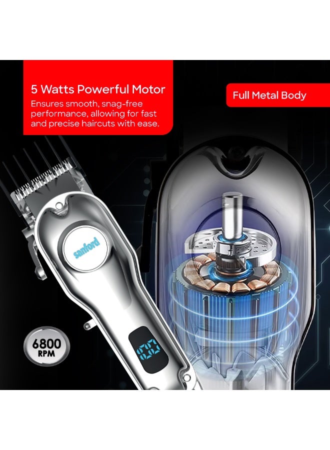 Sanford Rechargeable Hair Clipper, Full Metal Body, High-Precision Stainless Steel Blades, 2000mAh Lithium Battery, 120 Mins Working - Image 5