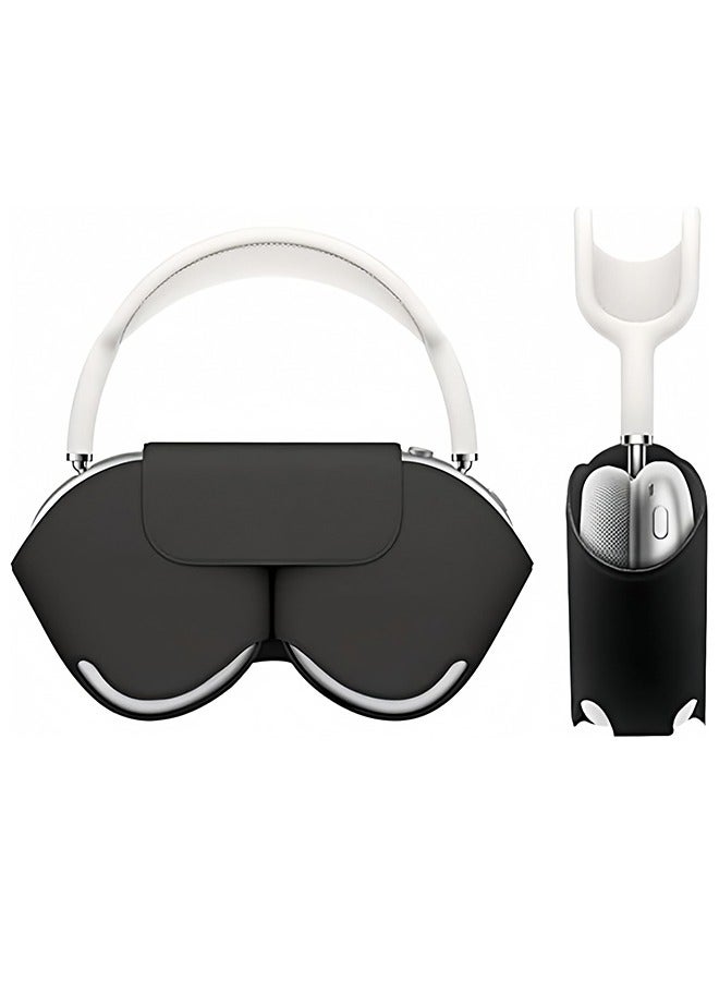 Apple AirPods Max Case Cover, Scratch and Dust Resistant, Smart Automatic Sleep Headphones Silicone Storage Bag, Portable Travel Case Compatible with Apple Airpod Max headphone Case (Black) - Image 1