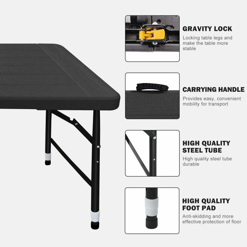 ICSPOID Folding Table, 4FT/6 FT Foldable Table with Carrying Handle, Steel Legs Heavy Duty Portable Utility Table for Party, Dining, Wedding, Events, Picnic Indoor, Outdoor, Camping - Image 3