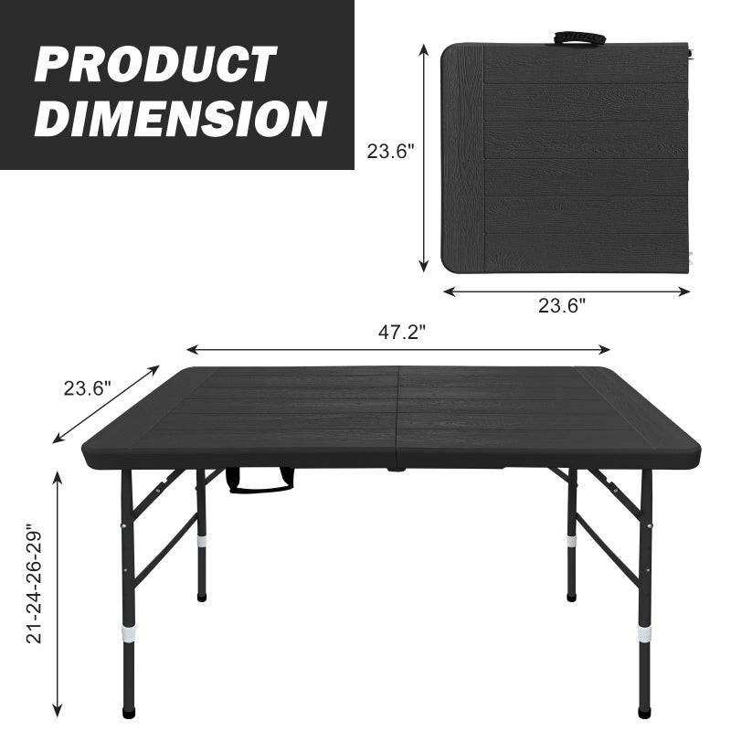 ICSPOID Folding Table, 4FT/6 FT Foldable Table with Carrying Handle, Steel Legs Heavy Duty Portable Utility Table for Party, Dining, Wedding, Events, Picnic Indoor, Outdoor, Camping - Image 2