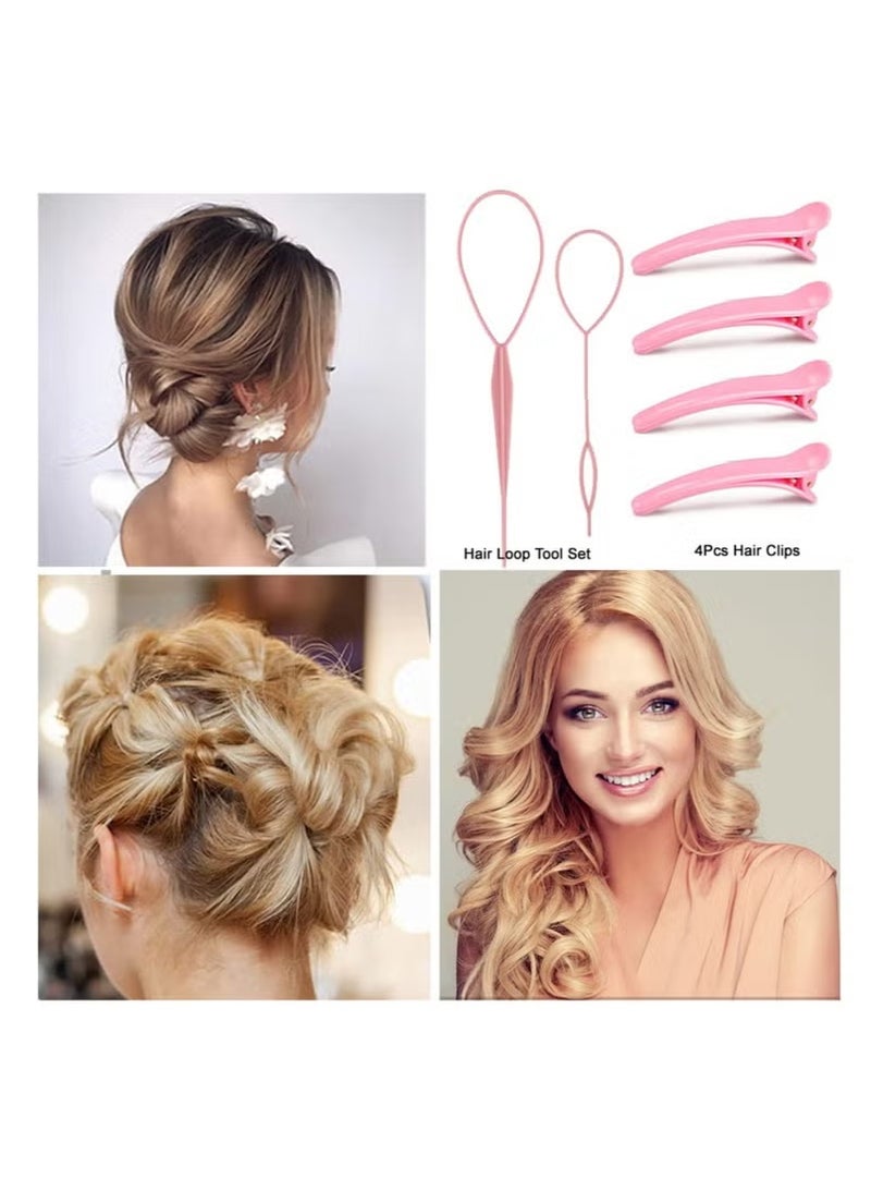 Hikma Beauty 10 Pieces Hair Styling Comb Set, Teasing Hair Brush, Edge Brush Hair Tail Tools, Braid Tool Loop with Hair Clips, For Women Girls Kids Hair Stylists Braiding Backcombing (Pink) - Image 5