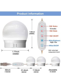 Generic Mirror Lights Vanity Lighting 10 LED Bulb Make up Decoration Lights Hollywood Style 16 Modes Color Changing Lights for Home Bedroom Bathroom Dressing Room（USB Powered, RGBW)  - Image 4