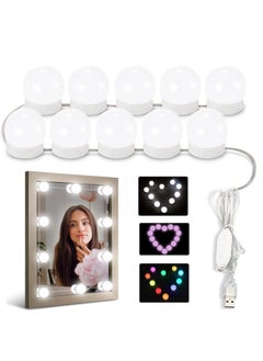 Generic Mirror Lights Vanity Lighting 10 LED Bulb Make up Decoration Lights Hollywood Style 16 Modes Color Changing Lights for Home Bedroom Bathroom Dressing Room（USB Powered, RGBW)  - Image 1