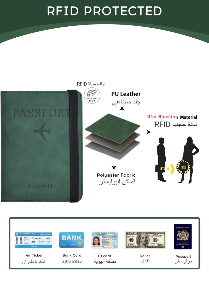 Passport Holder for Travel Essentials, Passport Wallet Cover Case for Travel Must Haves Accessories,Passport Book Holders for Women and Men Green - Image 4