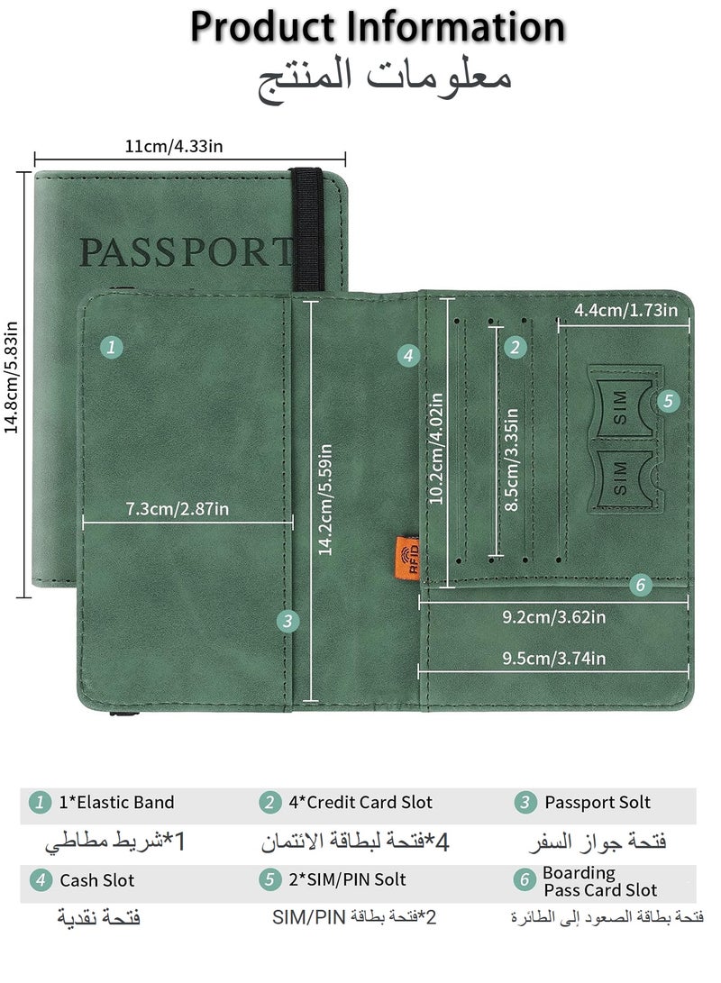 Passport Holder for Travel Essentials, Passport Wallet Cover Case for Travel Must Haves Accessories,Passport Book Holders for Women and Men Green - Image 3