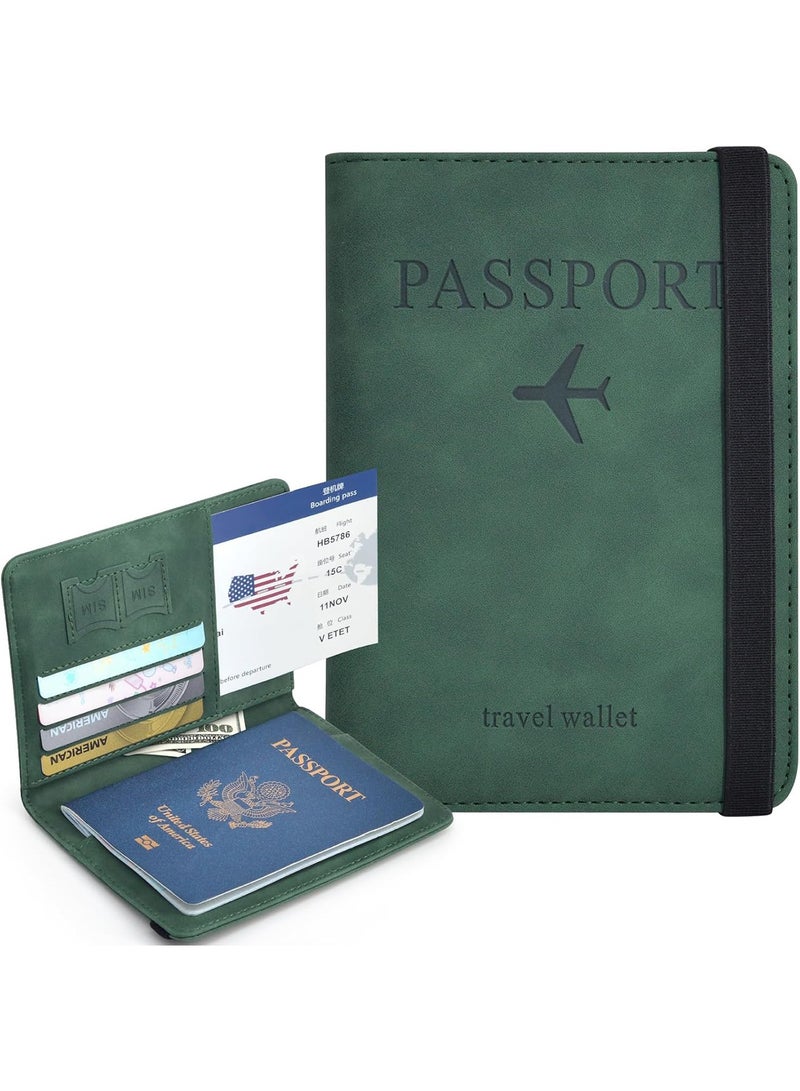 Passport Holder for Travel Essentials, Passport Wallet Cover Case for Travel Must Haves Accessories,Passport Book Holders for Women and Men Green - Image 1