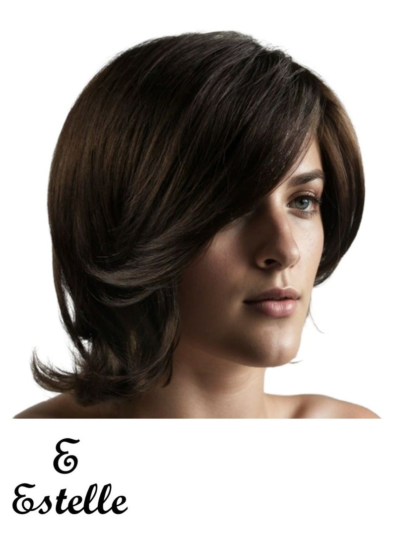 إستيل باروكة شعر رجالي، باروكة شعر صناعية مقاومة للحرارة مع غرة جانبية طويلة ونهايات مقلوبة، قطعة شعر طبيعية المظهر للشعر الخفيف/التنكر/الاستخدام اليومي - Image 1