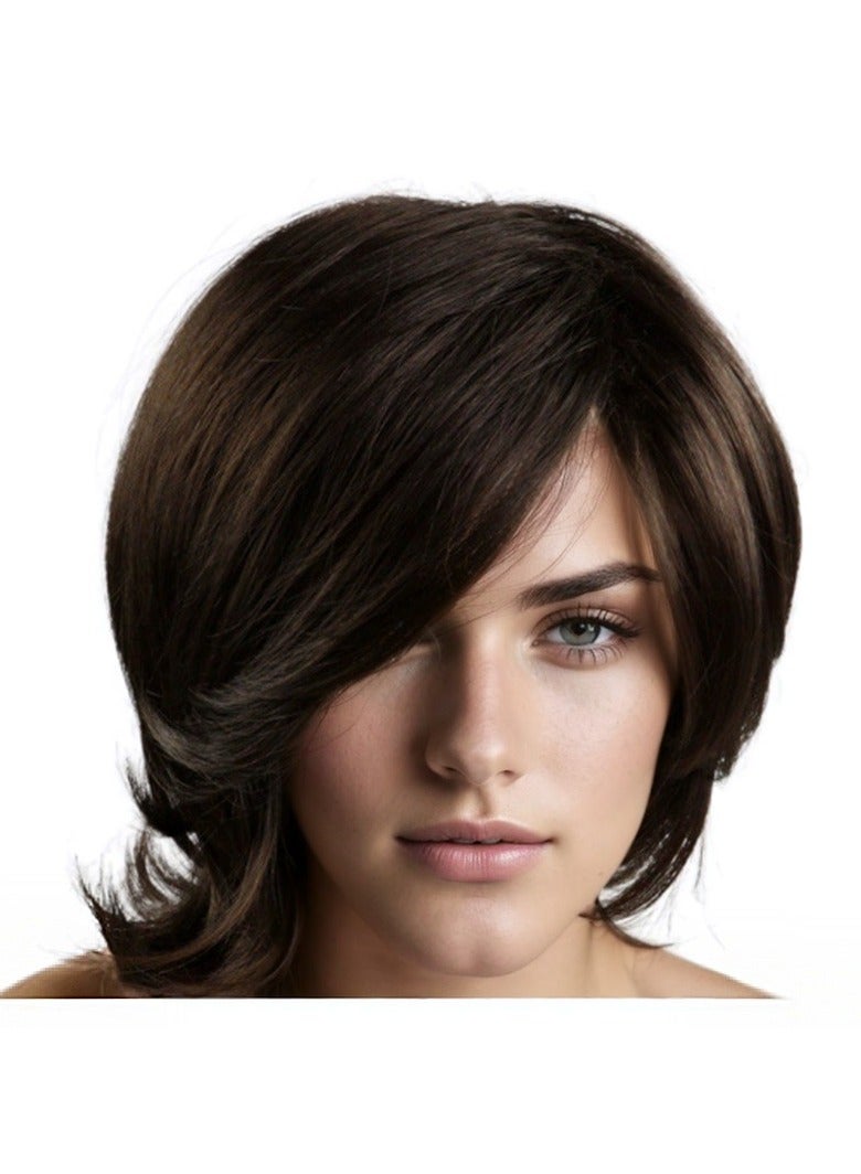 إستيل باروكة شعر رجالي، باروكة شعر صناعية مقاومة للحرارة مع غرة جانبية طويلة ونهايات مقلوبة، قطعة شعر طبيعية المظهر للشعر الخفيف/التنكر/الاستخدام اليومي - Image 2