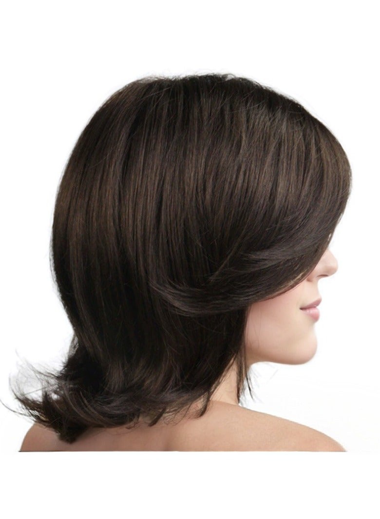 إستيل باروكة شعر رجالي، باروكة شعر صناعية مقاومة للحرارة مع غرة جانبية طويلة ونهايات مقلوبة، قطعة شعر طبيعية المظهر للشعر الخفيف/التنكر/الاستخدام اليومي - Image 4