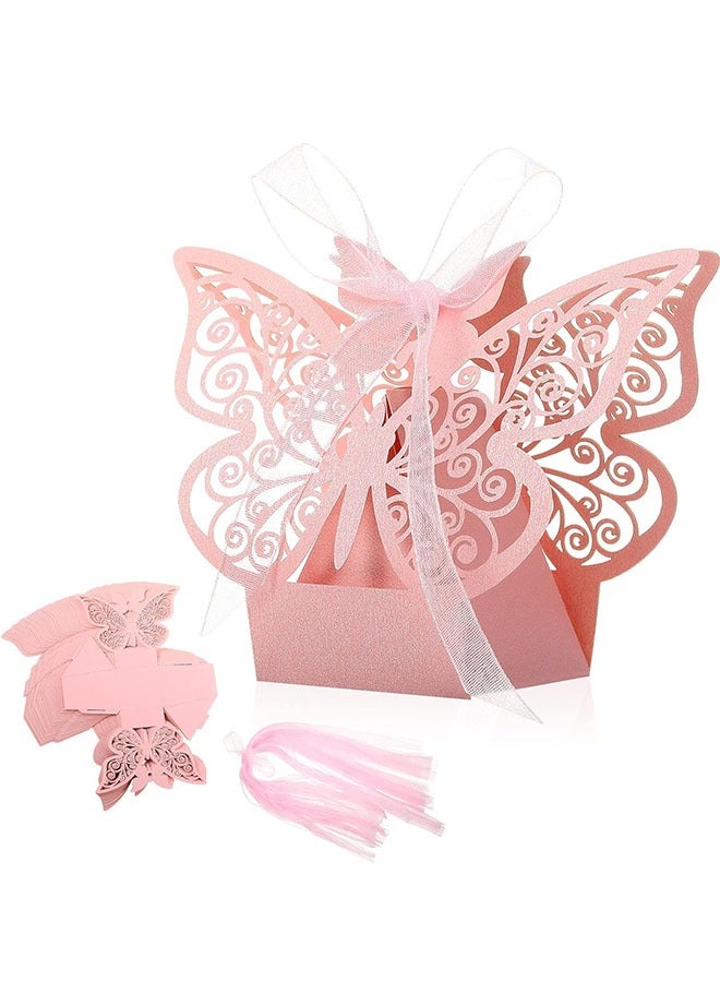 20-Piece erfly Candy Boxes with Ribbons, Cookie Present Boxes Chocolate Box for Wedding Girl Bridal Birthday Party Decoration Supplies (Pink) - Image 3