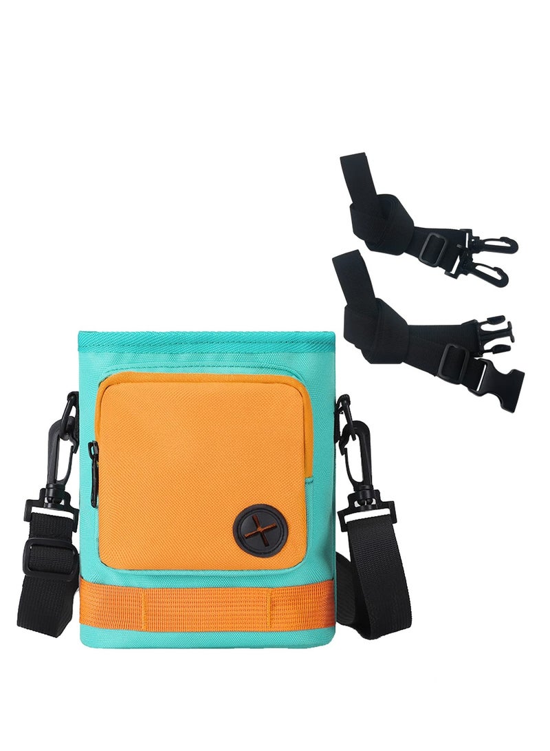 Dog Treat Bag Training Pouch Pocket Size with Adjustable Shoulder Strap and Magnetic Closure Waist Waterproof Puppy Treats for Walking (Green&Orange) - Image 1