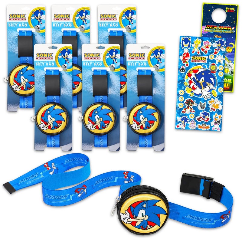 Sonic the Hedgehog Kids Birthday Party Favors Set Bundle with 6 Pack Belts with Removable Pouch Plus Stickers More Sonic the Hedgehog Party Supplies - Image 2