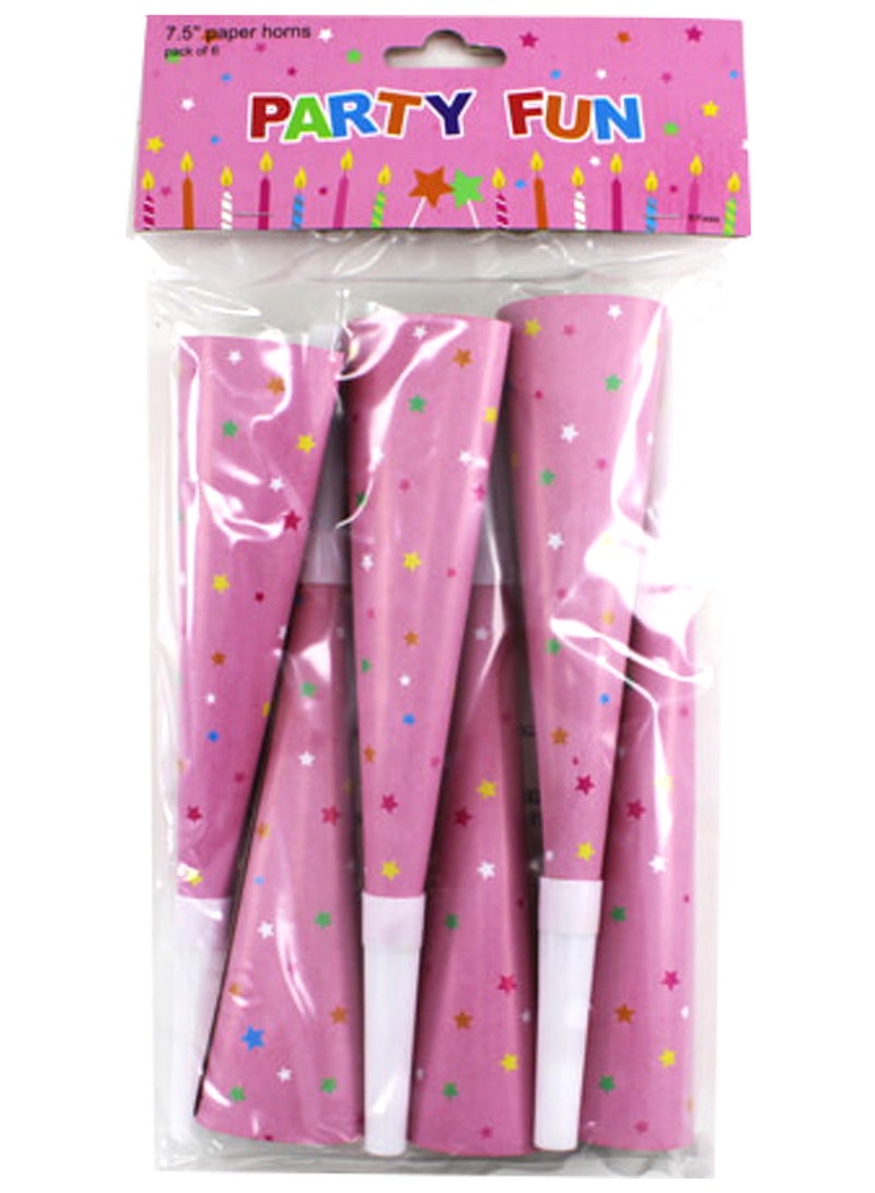 PARTY FUN 6pc Happy Birthday Horns 7.5inch | Noisemaker Party Blowers For Adults, Kids Birthday Party Supplies - Image 2