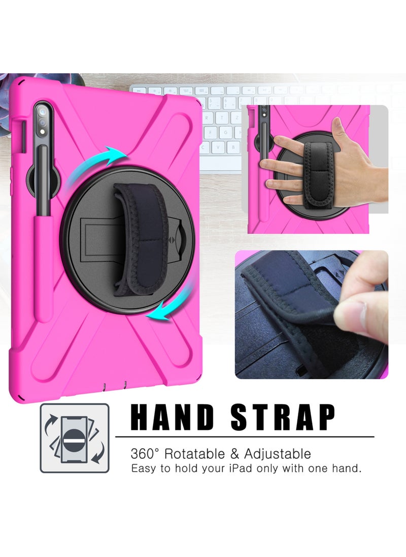 Rock Pow - Cover Case For Samsung Galaxy Tab S10FE 10.9inch 2025/S9FE 10.9 inch and S9 11inch Case 2023/Tab S8 11 inch 2022/Tab S7 11 inch 2020 Silicone Case with 360 Rotating Kickstand Handle Grip S Pen Holder - Image 1