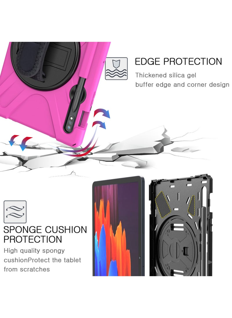 Rock Pow - Cover Case For Samsung Galaxy Tab S10FE 10.9inch 2025/S9FE 10.9 inch and S9 11inch Case 2023/Tab S8 11 inch 2022/Tab S7 11 inch 2020 Silicone Case with 360 Rotating Kickstand Handle Grip S Pen Holder - Image 1