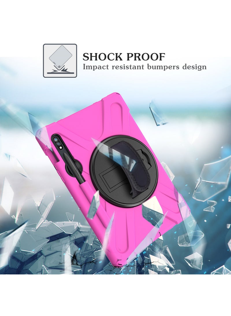 Rock Pow - Cover Case For Samsung Galaxy Tab S10FE 10.9inch 2025/S9FE 10.9 inch and S9 11inch Case 2023/Tab S8 11 inch 2022/Tab S7 11 inch 2020 Silicone Case with 360 Rotating Kickstand Handle Grip S Pen Holder - Image 1