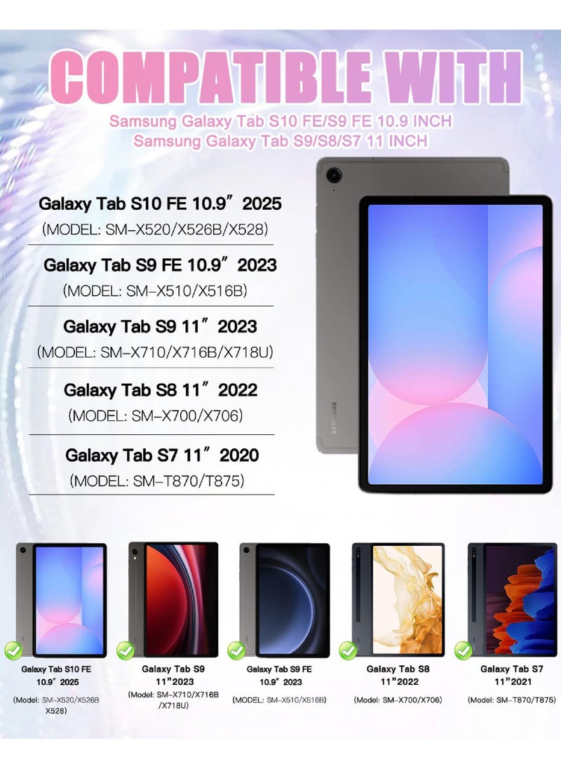 Rock Pow - Cover Case For Samsung Galaxy Tab S10FE 10.9inch 2025/S9FE 10.9 inch and S9 11inch Case 2023/Tab S8 11 inch 2022/Tab S7 11 inch 2020 Silicone Case with 360 Rotating Kickstand Handle Grip S Pen Holder - Image 1