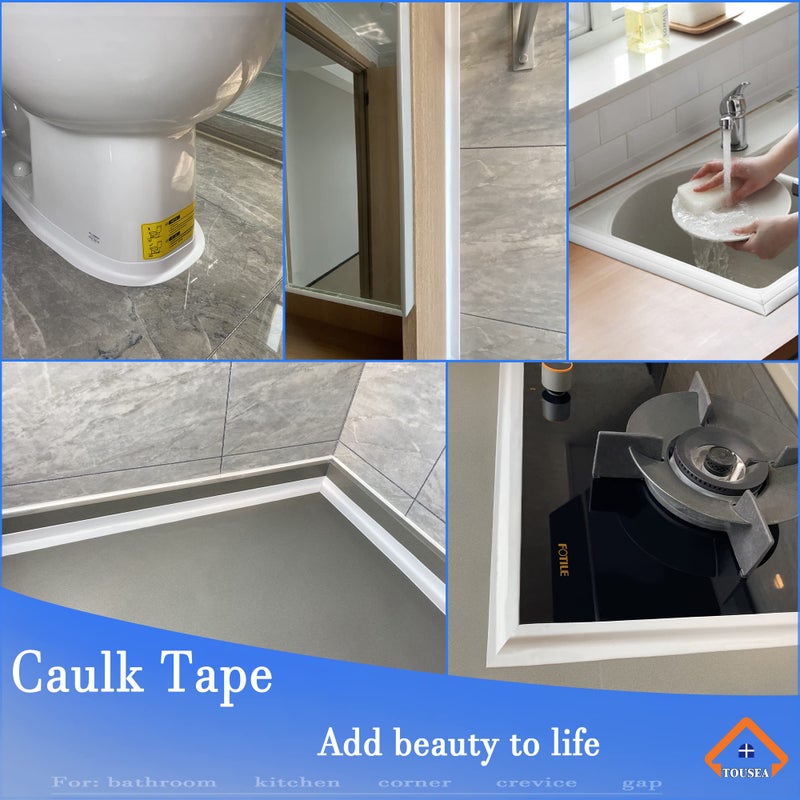 TOUSEA Professional Waterproof Caulk Strip - Self Adhesive White Sealing Tape for Toilet, Tub, Wall Edge - Decorative Wall Trim & Peel and Stick Backsplash Finisher - Renter Friendly, Easy Install - Image 3