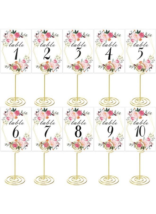 LeeLoon 26 Pcs Table Number Holder Table Card Holder Stand Wire Photo Holder With 26 Pcs Floral Table Number Cards Place Card Holder Stand For Weddings Party Office Paper Memo Menu Note Clips  - Image 5