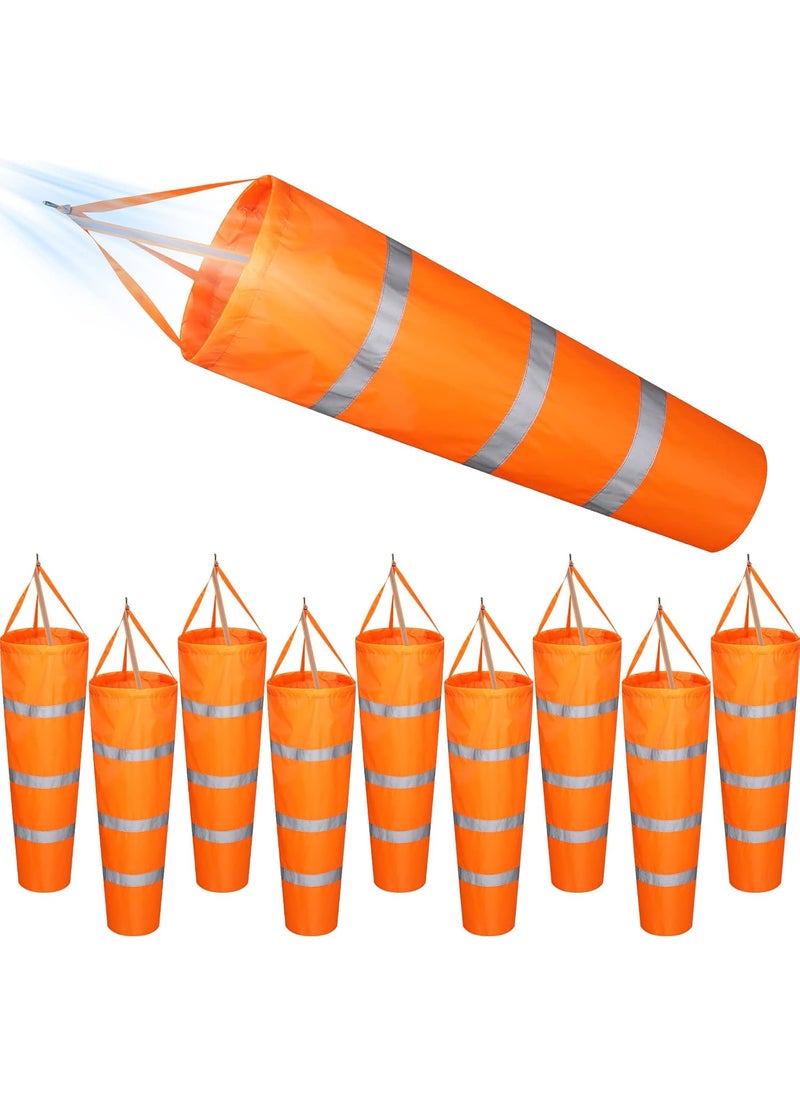 Marsui 10 Pcs Airport Windsocks 40 Inch Outdoor Hanging Heavy Duty Wind Direction Measurement Wind Sock Windsocks with Reflective Belt for Outdoors Airport Farm Park Orange  - Image 1