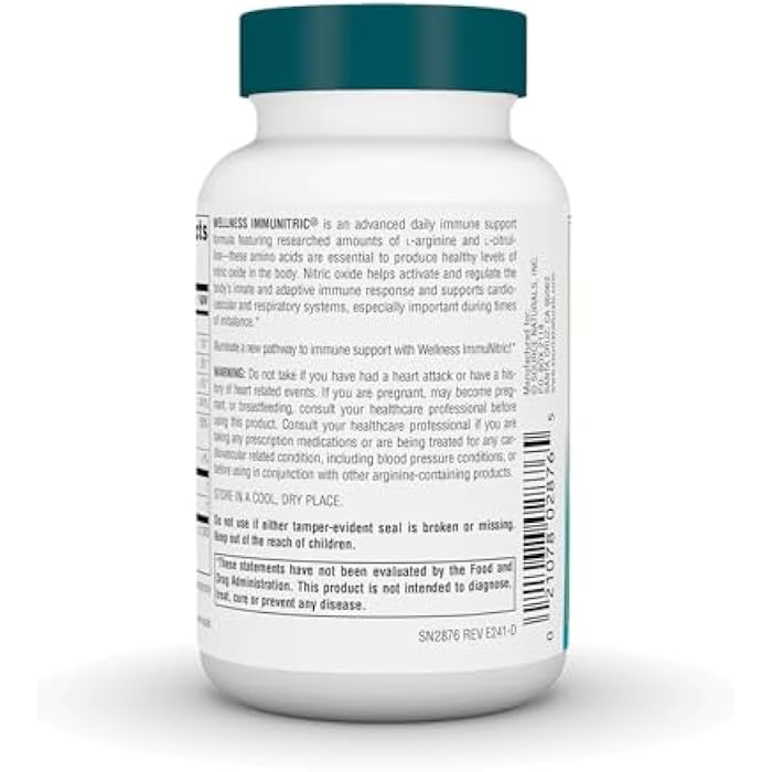 Source Naturals Wellness Immunitric, Nitric Oxide Builder for Immune System Support*, with L-Arginine & L-Citrulline - 45 Tablets - Image 3