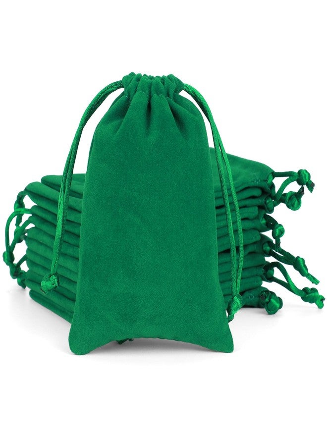 Tapleap Jewelry Bags, 12Pcs Green Velvet Coin Pouch, 3x4 Drawstring Bags, Wedding, For Graduation, Juneteenth, Father's Day Favors Wrapping Dnd Dice, Jewelry, Resin Runes, Mini Urns - Image 1