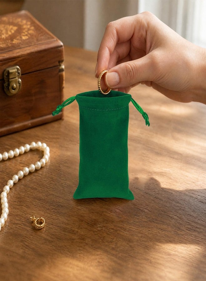 Tapleap Jewelry Bags, 12Pcs Green Velvet Coin Pouch, 3x4 Drawstring Bags, Wedding, For Graduation, Juneteenth, Father's Day Favors Wrapping Dnd Dice, Jewelry, Resin Runes, Mini Urns - Image 3