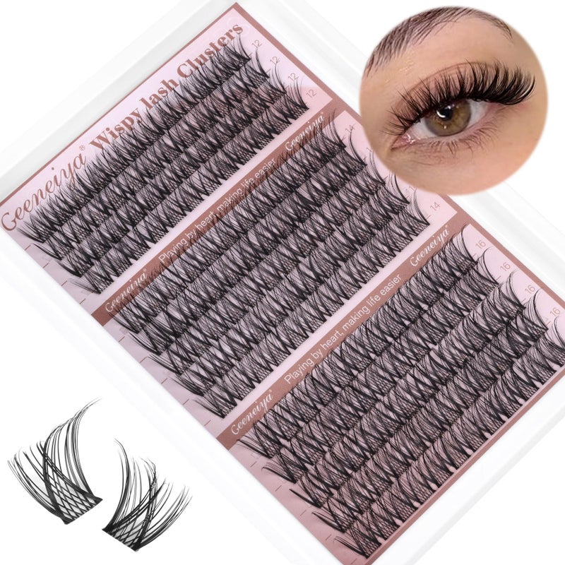 Medium Lash Clusters Short Wispy C Curl Eyelash Clusters 1216MM Individual Eyelashes Natural Cluster Eyelash Extensions Natural Looking Cluster Lashes by Geeneiya C Curl121416