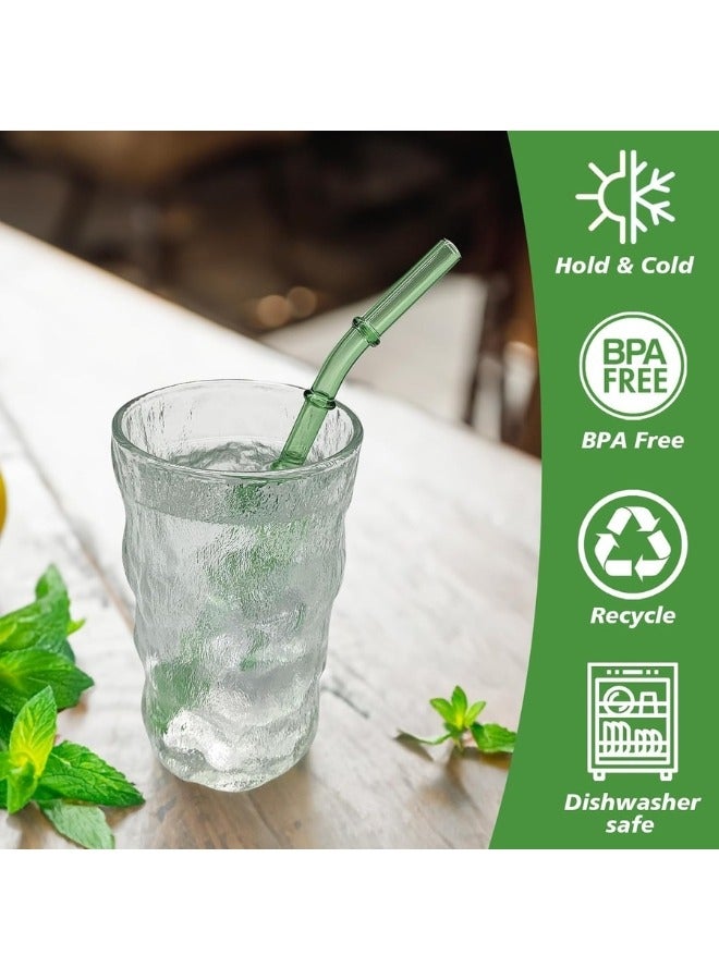 هابي هوم عبوه من 5 قطع من ماصات زجاجية قابلة لاعادة الاستخدام وفرشاة تنظيف ، ماصات زجاجية على شكل الخيزران الاخضر، ماصات شرب ملونة، مقاس 7.5 انش × 8 ملم، ماصة زجاجية شفافة وفرشاة تنظيف، مثالية للعصائر والشاي والعصير-أخضر - Image 3