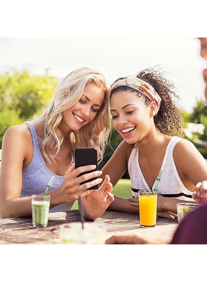 هابي هوم عبوه من 5 قطع من ماصات زجاجية قابلة لاعادة الاستخدام وفرشاة تنظيف ، ماصات زجاجية على شكل الخيزران الاخضر، ماصات شرب ملونة، مقاس 7.5 انش × 8 ملم، ماصة زجاجية شفافة وفرشاة تنظيف، مثالية للعصائر والشاي والعصير-أخضر - Image 5