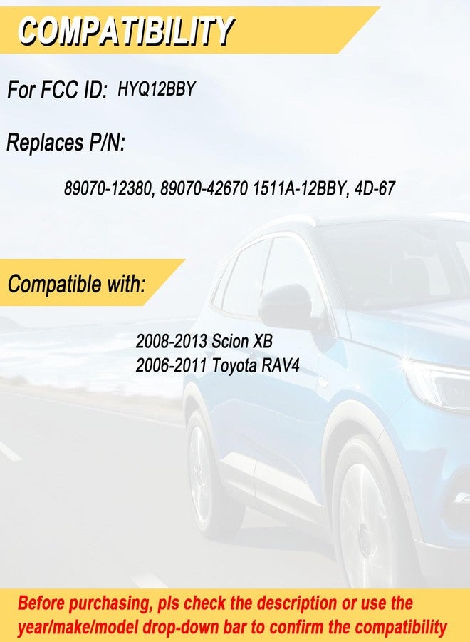 Vurkcy Key Fob Replacement for 2006-2011 Toyota RAV4/ 2008-2013 XB Car Keyless Entry Remote Control,HYQ12BBY,3 Buttons - Image 2