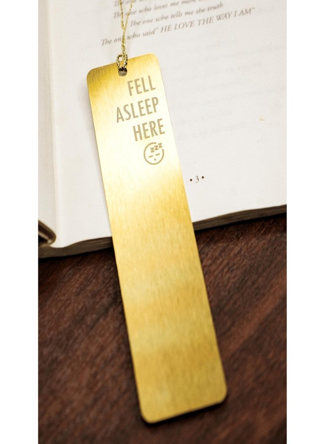 Genesis Arts Stainless Steel Bookmark Gifts | Metallic Bookmarks/Markers for Book, Diaries,Novels Lovers & Avid Readers | Best Birthday Gifting for Friends, Students, Teachers | Fell Asleep Here - Image 1